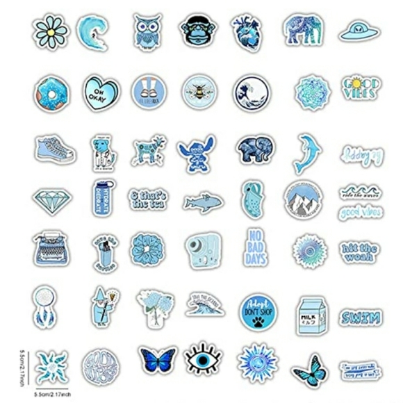 50 Stickers | 2 inch | Matte Finish | Blue | Brand New - Picture 2 of 9